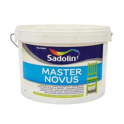 Алкідна фарба Sadolin Master Novus для дерева та металу Напівматова Біла BW 2,5 л 5204650 фото