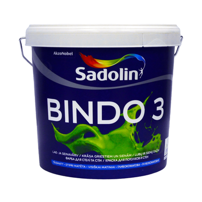 Латексная краска Sadolin Bindo 3 для стен и потолка Белая BW 5 л 5078162 фото