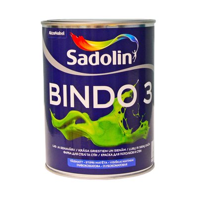 Латексна фарба Sadolin Bindo 3 для стін та стелі Біла BW 1 л 5078161 фото