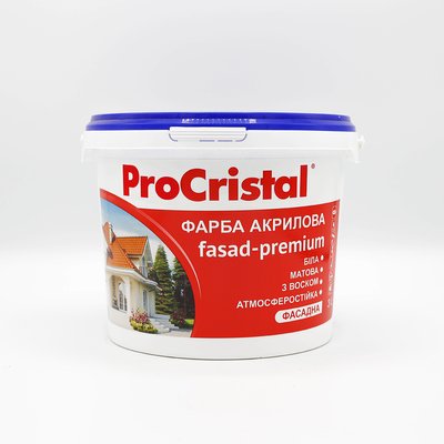 Фарба фасадна акрилова ProCristal Fasad Premium IR-132 Матова Біла 3 л i00300197 фото