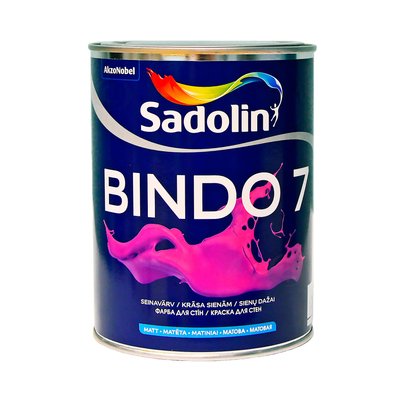Латексна фарба Sadolin Bindo 7 для стін та стелі Біла BW 1 л 5072652 фото