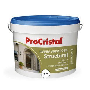 Фарба фасадна структурна ProCristal Structural ІР-138 Матова Біла 15 кг i00301548 фото