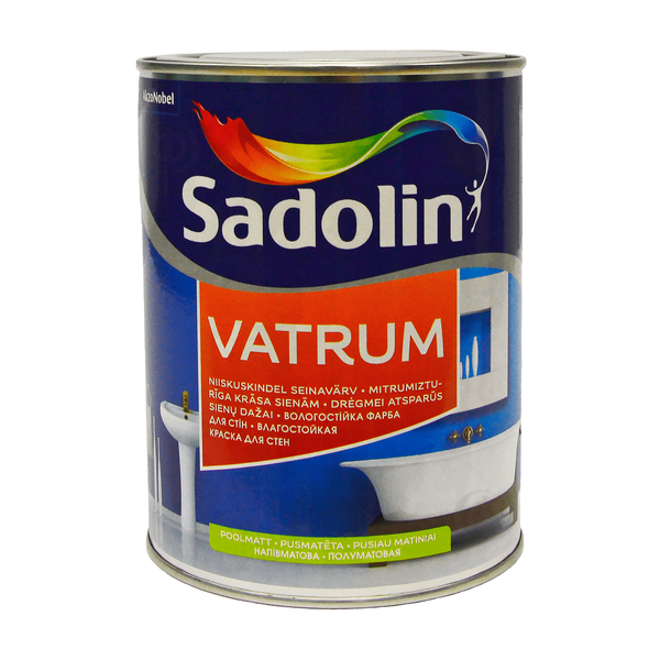 Акриловая краска Sadolin Vatrum для стен и потолка Влагостойкая Белая BW 1 л 5072646 фото