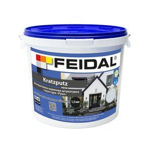 Декоративная штукатурка &laquo;баранец&raquo; Feidal Kratzputz 1,5 мм 25 кг белый 50128578 фото
