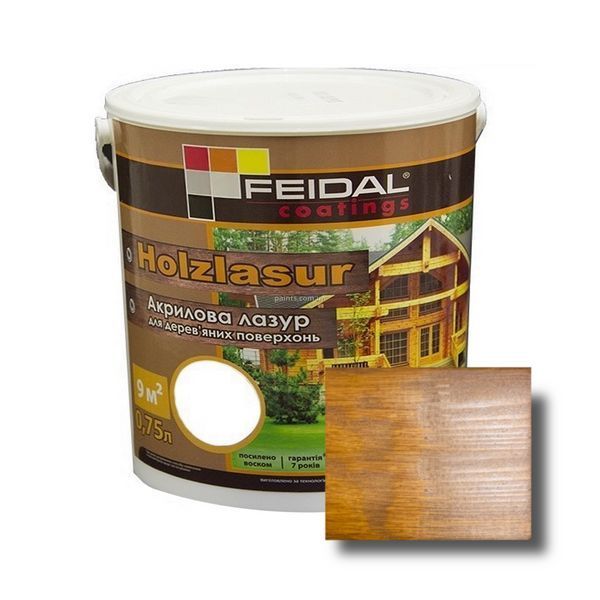 Акриловая лазурь Holzlasur Feidal тик 0,75 л 50210087 фото Акриловая лазурь Holzlasur Feidal тик 0,75 л 50210087 фото