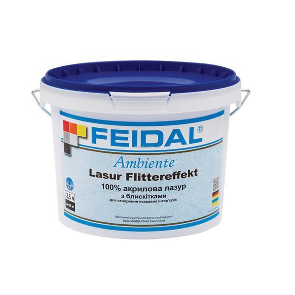 Акрилова лазур з блискітками Lasur Flittereffekt Feidal 2,5 л 50122039 фото Акрилова лазур з блискітками Lasur Flittereffekt Feidal 2,5 л 50122039 фото