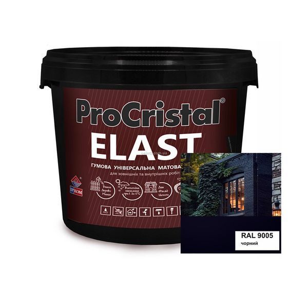 Фарба гумова ProCristal Elast ІR-140 RAL 9005 чорний 12 кг i00302364 фото Фарба гумова ProCristal Elast ІR-140 RAL 9005 чорний 12 кг i00302364 фото