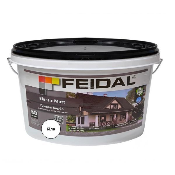 Гумова фарба Feidal Elastic Matt Матовий Білий 3,5 кг 50132293 фото Гумова фарба Feidal Elastic Matt Матовий Білий 3,5 кг 50132293 фото