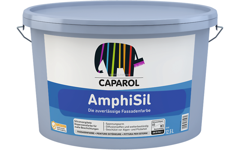 Фарба фасадна силіконова Caparol Amphisil напівпрозора 11.75 л 750193 фото Фарба фасадна силіконова Caparol Amphisil напівпрозора 11.75 л 750193 фото