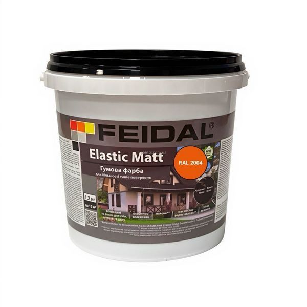 Гумова фарба Feidal Elastic Matt Матовий RAL 2004 Помаранчевий 1,2 кг 50132308 фото