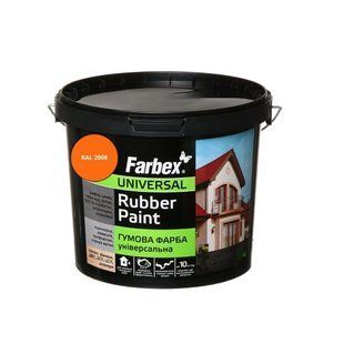 Фарба гумова універсальна Farbex Rubber Paint помаранчевий RAL 2008 6 кг  50106350 фото