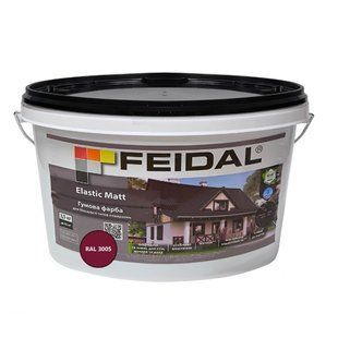 Гумова фарба Feidal Elastic Matt Матовий RAL 3005 Бордовий 3,5 кг 50132317 фото
