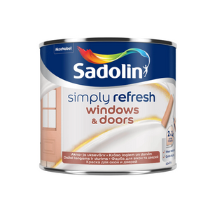 Фарба Sadolin Simply Refresh Windows & Doors для вікон та дверей 2-в-1 напівматова біла BW 2.5 л 5926594 фото