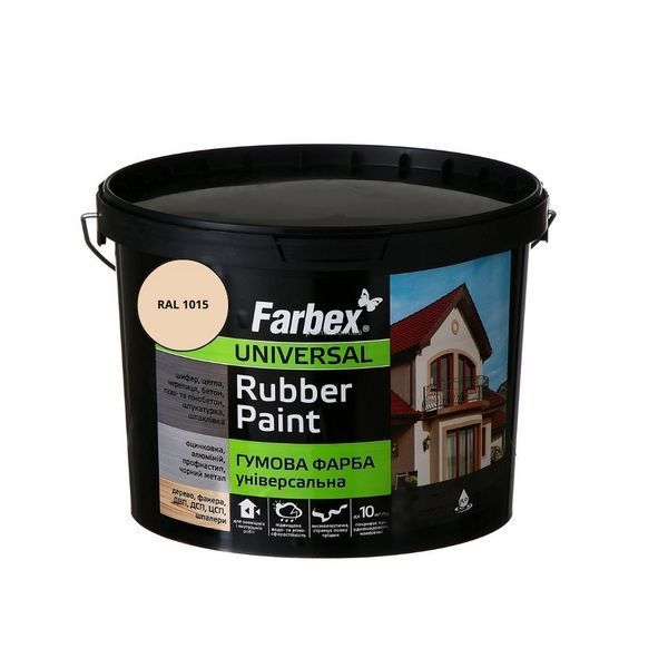Краска резиновая универсальная Farbex Rubber Paint бежевый RAL 1015 12 кг 50106340 фото Краска резиновая универсальная Farbex Rubber Paint бежевый RAL 1015 12 кг 50106340 фото