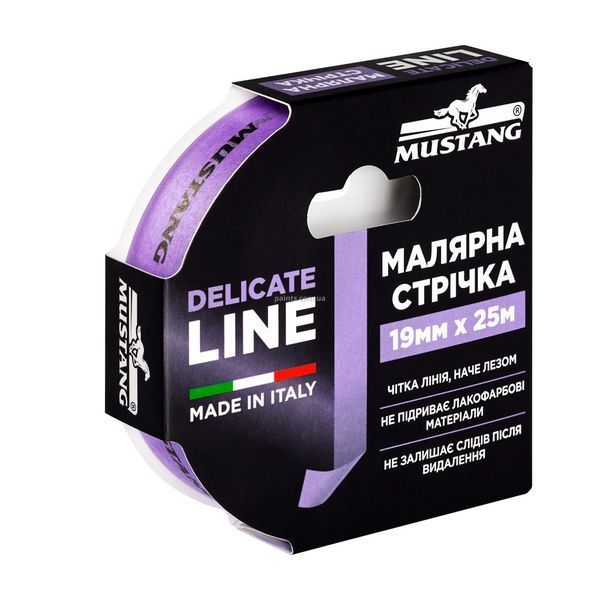 Малярная лента MUSTANG DELICATE LINE фиолетовая 25м х 19мм ITWP1925L фото Малярная лента MUSTANG DELICATE LINE фиолетовая 25м х 19мм ITWP1925L фото