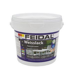 Эмаль акриловая Feidal Weisslack Белая Глянцевая 1 л 50104209 фото