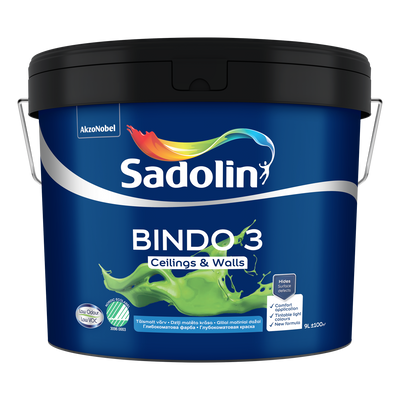 Латексна фарба Sadolin Bindo 3 для стін та стелі Біла BW 9 л 5846002 фото