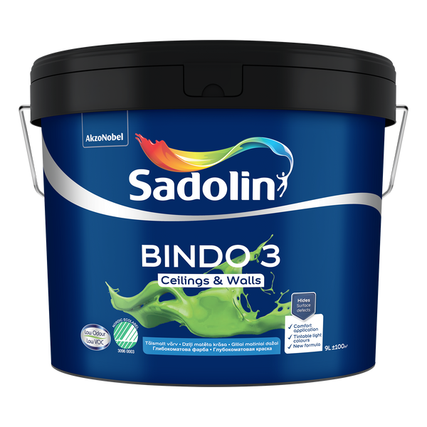 Латексна фарба Sadolin Bindo 3 для стін та стелі Біла BW 9 л 5846002 фото