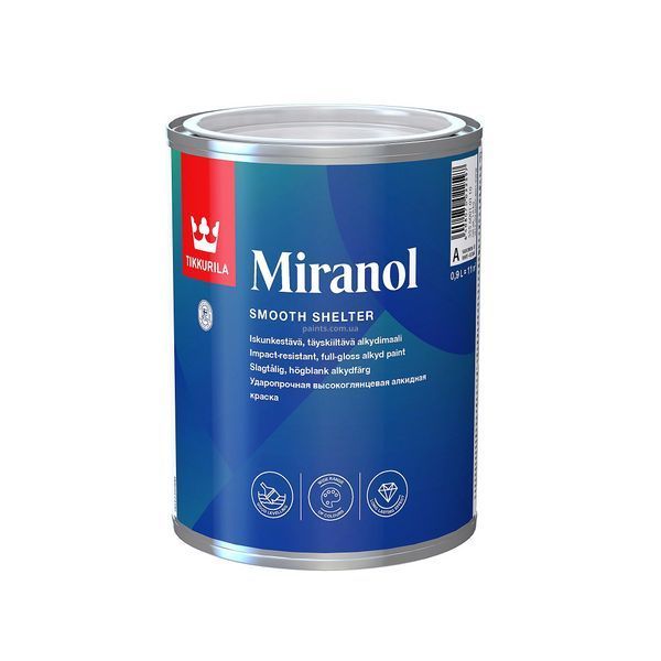 Эмаль Tikkurila Miranol База А 0,9 л 27475068 фото Эмаль Tikkurila Miranol База А 0,9 л 27475068 фото