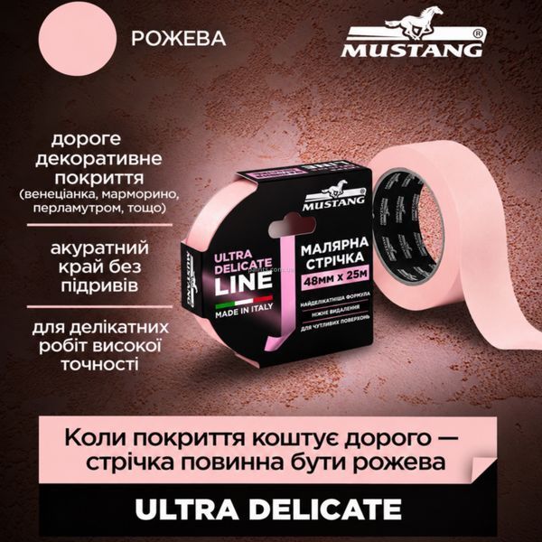 Малярная лента MUSTANG ULTRA DELICATE LINE розовая 50м х 25мм ITWP2550P фото