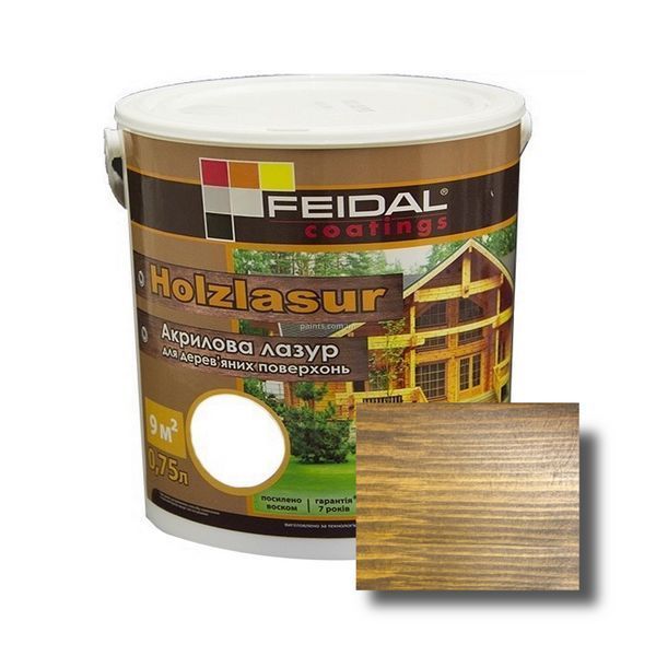 Акриловая лазурь Holzlasur Feidal орех 0,75 л 50210083 фото Акриловая лазурь Holzlasur Feidal орех 0,75 л 50210083 фото