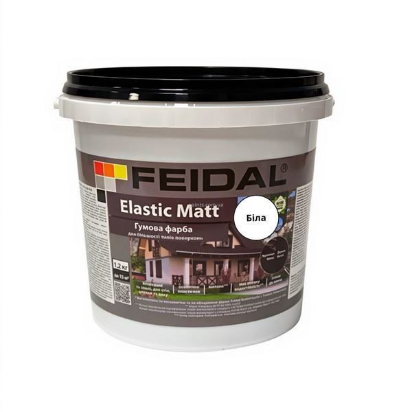 Гумова фарба Feidal Elastic Matt Матовий Білий 1,2 кг 50132292 фото Гумова фарба Feidal Elastic Matt Матовий Білий 1,2 кг 50132292 фото