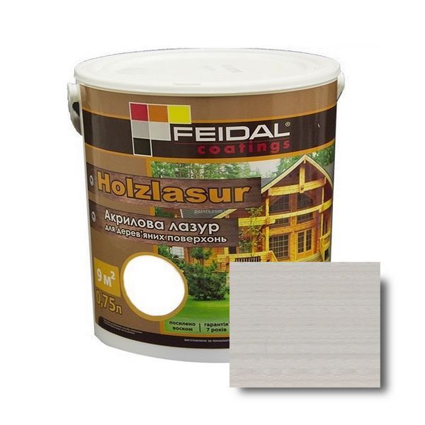 Акриловая лазурь Holzlasur Feidal белая 0,75 л 50210107 фото Акриловая лазурь Holzlasur Feidal белая 0,75 л 50210107 фото