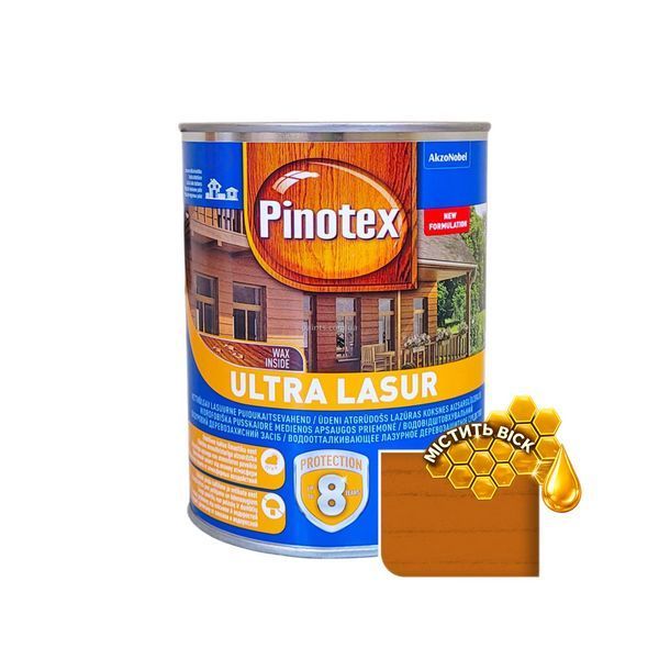Пропитка для дерева Pinotex Ultra Lasur орегон 1 л 5302280 фото Пропитка для дерева Pinotex Ultra Lasur орегон 1 л 5302280 фото