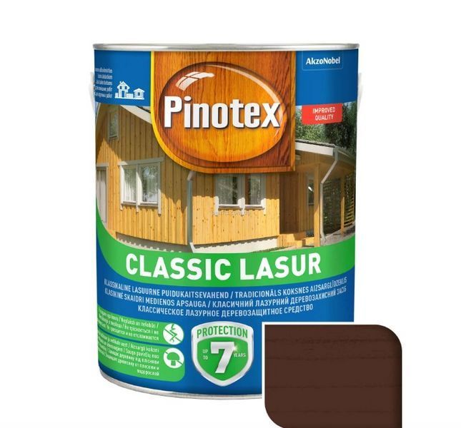 Пропитка для дерева Pinotex Classic Lasur орех 3 л 5308841 фото Пропитка для дерева Pinotex Classic Lasur орех 3 л 5308841 фото