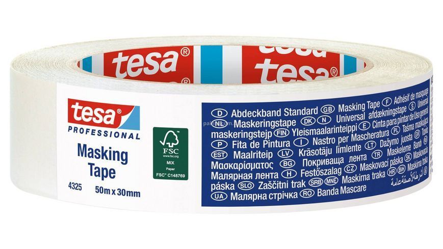 Профессиональная малярная лента Tesa Professional Masking Tape Pro White 50м х 38мм 04325-00003-02 фото Профессиональная малярная лента Tesa Professional Masking Tape Pro White 50м х 38мм 04325-00003-02 фото