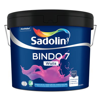 Латексна фарба Sadolin Bindo 7 для стін та стелі Біла BW 9 л 5846006 фото