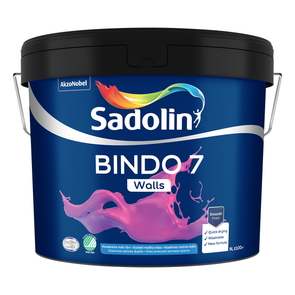 Латексная краска Sadolin Bindo 7 для стен Белая BW 9 л 5846006 фото