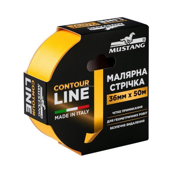 Малярная лента MUSTANG CONTOUR LINE желтая 50м х 9мм ITWP950G фото Малярная лента MUSTANG CONTOUR LINE желтая 50м х 9мм ITWP950G фото
