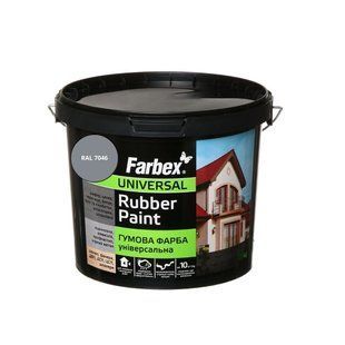 Фарба гумова універсальна Farbex Rubber Paint сірий RAL 7046 6 кг 50106201 фото