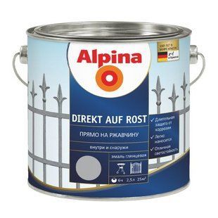 Эмаль алкидная 3 в 1 Alpina Direkt auf Rost RAL3000 Огненно-красная 750 мл 537302 фото
