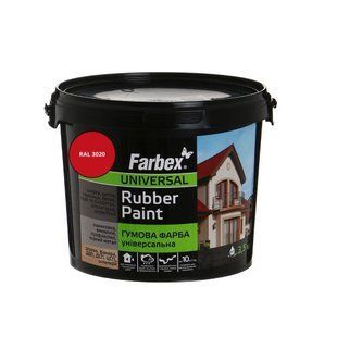 Фарба гумова універсальна Farbex Rubber Paint червоний RAL 3020 3,5 кг  50106212 фото