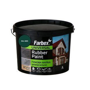 Фарба гумова універсальна Farbex Rubber Paint зелений RAL 6005 12 кг 50106186 фото
