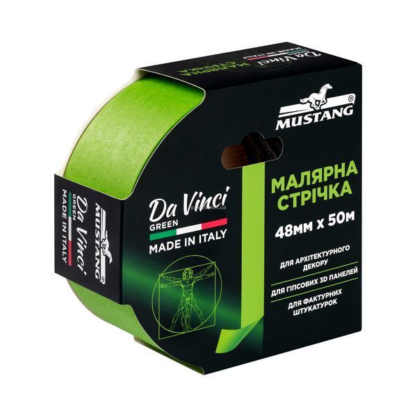 Малярная лента MUSTANG Da Vinci Green зеленая 50м х 38мм ITWP3850GN фото Малярная лента MUSTANG Da Vinci Green зеленая 50м х 38мм ITWP3850GN фото