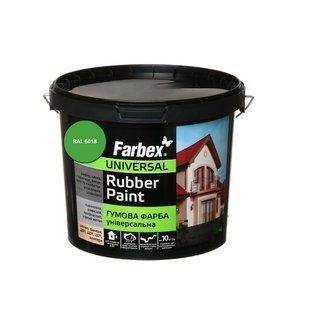 Фарба гумова універсальна Farbex Rubber Paint світло-зелений RAL 6018 6 кг 50106221 фото